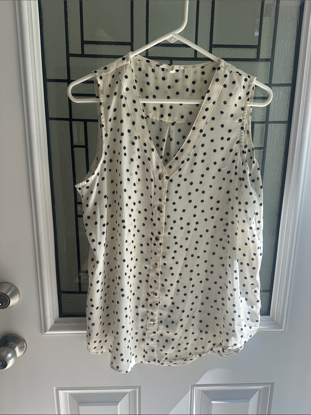 Maurices Cream Sleeveless Polka Dot Button-Front Camisole